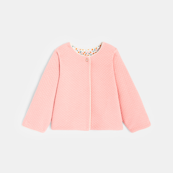 سترة ذات وجهين، بنقشة الزهور، وباللون الوردي، للفتيات الصغيرات